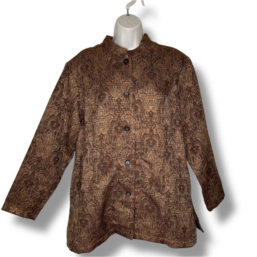 Coldwater Creek Mandarin Collar Princess Jacket Copper Metallic Women Size PXL